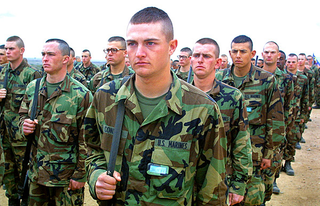Marines prepare to be shipped off to Iraq.